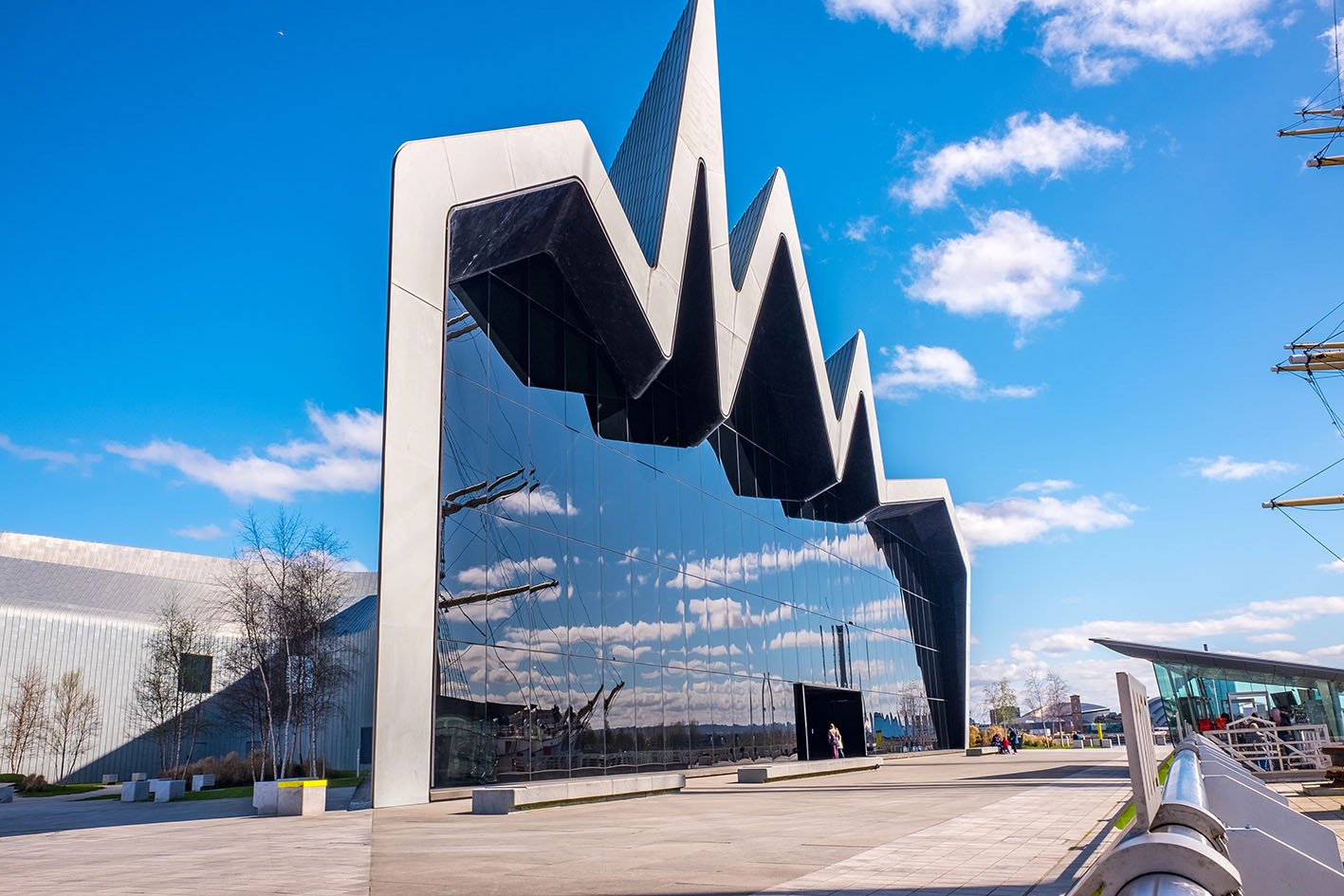 The Riverside Museum Glasgow, Scotland. The museum has exhibits formerly in the Transport Museum. The Riverside Museum Glasgow, Scotland. The museum has manyexhibits formerly in the Transport Museum.